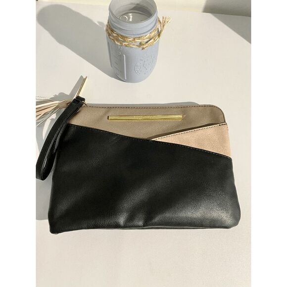 Steve Madden Women's Wrist Strap Clutch Bag Black, Pink and Tan - Picture 10 of 13
